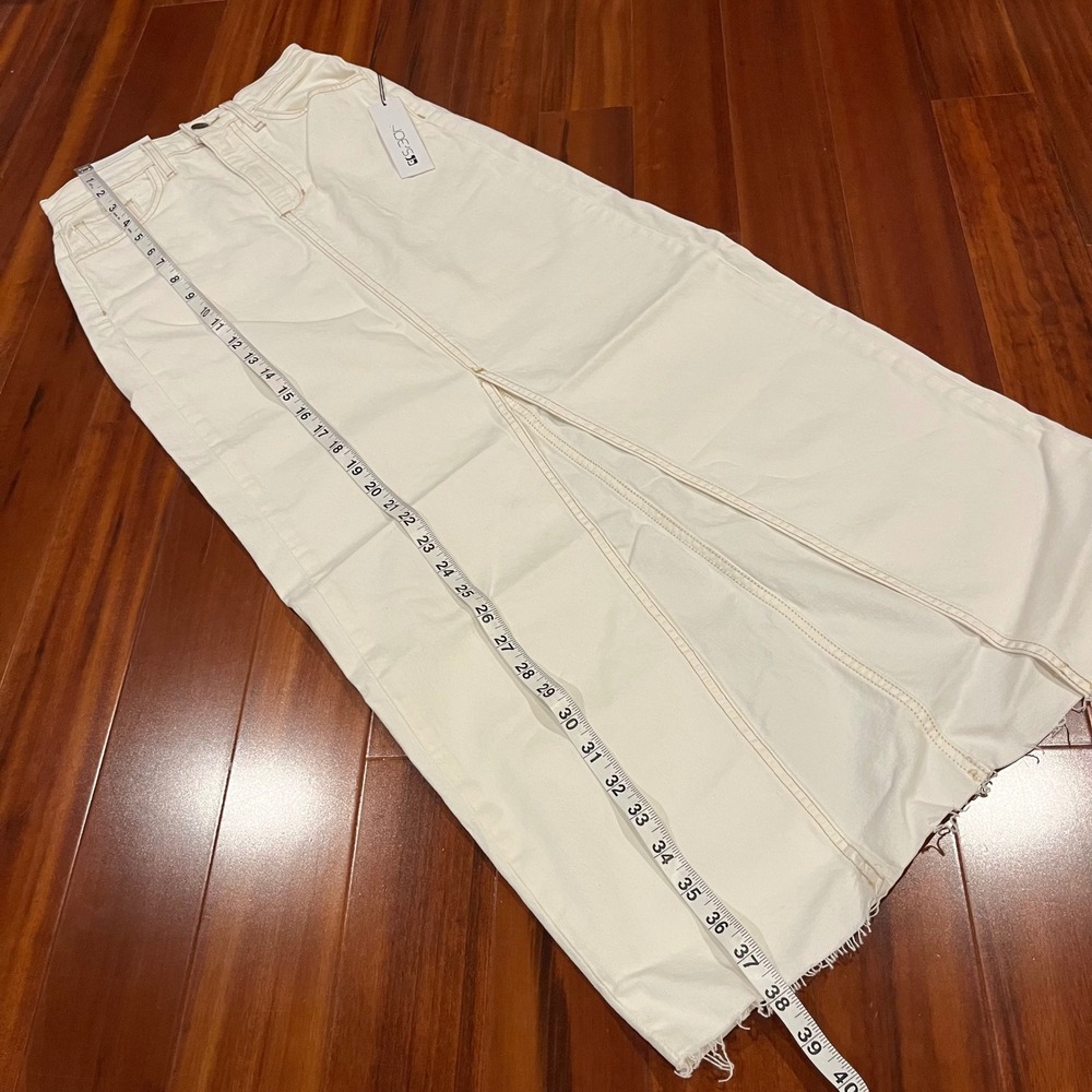 Joe's Denim Maxi Skirt Jean Solid Milk White Raw Hem Front Slit New Size 23 - Picture 5 of 10